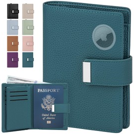 BKNOOU Slim Passport Holder RFID Blocking for Man & Women, Compact Leather Passport Wallet with Airtag Slot Card Holders SIM Slots, Zippered Coins Pocket and Cash Holder Travel Passport Cover Case