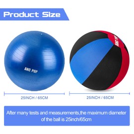 ANC POP Herding Ball for Dogs Horse Ball& Cover 25" for Horses Large with Hand Pump for Play, Red and Blue and Black