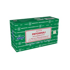 Satya Bangalore (BNG) Pachouli (Dark Green Box) Incense Sticks 12 Boxes x 15 g (180 Grams Total) New Version (Pachouli Dark Green)