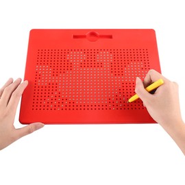 HONPHIER Kids Magnetic Drawing Tablet Magnetic Steel Balls Board Doodle Scribble Sketch Pad Magnet Writing Pads Preschool STEM Education Toys for Children (Large, Red)