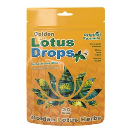 Golden Lotus Drops – Original Herbal Formula | Non-GMO Honey Mint Lozenges | 12-Pack (240 Soothing Throat Drops)