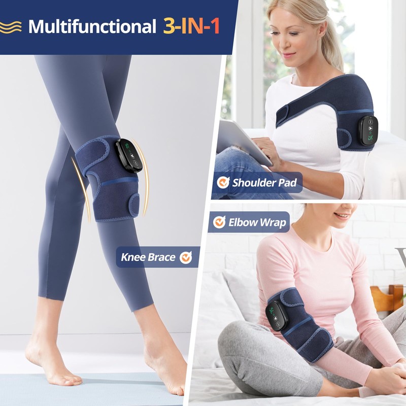 MOAJAZA Cordless Knee Massager with Heat and Vibration, Heating Pad