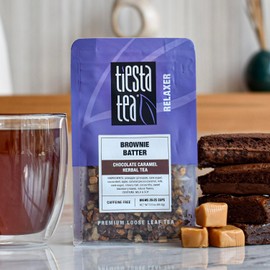 Tiesta Tea - Brownie Batter - Chocolate Caramel Herbal Tea - Loose Leaf Tea Blend - Non-Caffeinated Herbal Tea - Make Hot or Iced Tea Up to 20-25 Cups - 3 oz Resealable Pouch