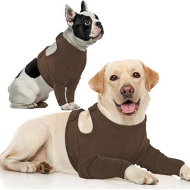 IECOii Dog Surgery Recovery Suit Long Sleeve,Adjustable Dog Body Suit Cover Front Legs,Post Op Recovery Vest with Legs,Soft Anti Licking Medical Onesie,Dog Recovery Sleeve Front Legs,Brown,3XL