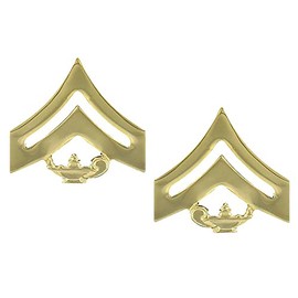 Uniform Accessories Unlimited Inc Marine Corps JROTC Enlisted Shiny Metal Insignia Rank (Corporal)