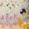 Falafoty 4 Pcs Pink Christmas Nutcrackers Wooden Nutcracker Soldier Figures