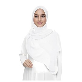Lina & Lily Shimmer Gold Glitters Chiffon Hijab Scarf (White)