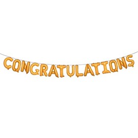 16 inch Multicolor Congratulations Letters Banner Gold Graduation Party Decorations Supplies (Congratulations Orange)