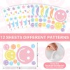Whaline 12 Sheets Preppy Wall Stickers Pastel Smile Face Star