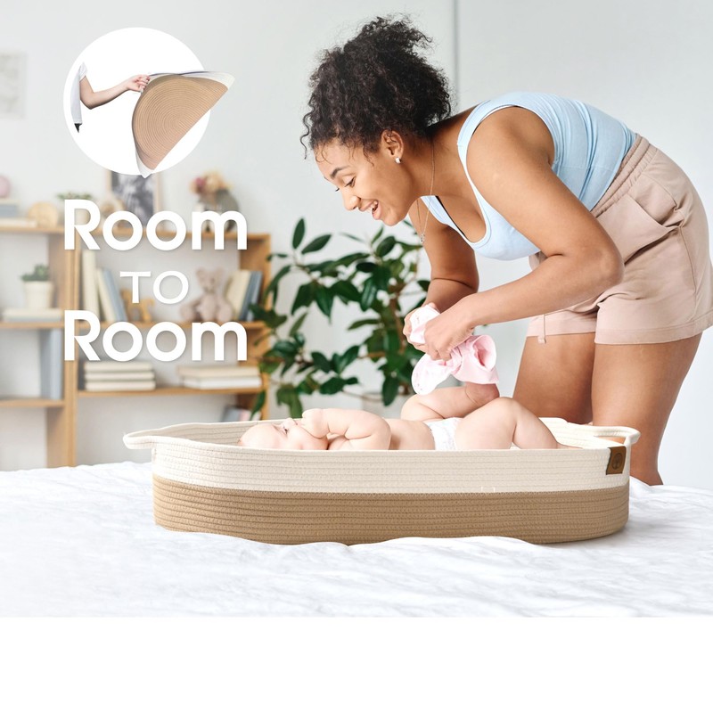 J&JOO Baby Changing Basket includes Diaper Caddy - Breathable &
