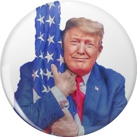 Trump Hugs The Flag Lapel Bin Brooch Badge Pin 0.75"