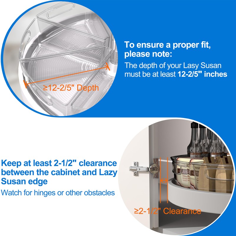 JOWBOOW Lazy Susan Organizer Bins for 32"-33" Diameter Corner Cabinet