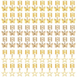 Pack of 60 Gold Hair Accessories for Braids, 3 Different Styles Hair Accessories, Pirate, Adjustable Hair Accessories, Reusable Hair Accessories, for Women Men Braids Decoration (Gold-1)