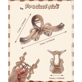 6 PCS Bow Hair Clips for Women, Strong Hold Nonslip Jelly Clip for Women Thick Hair & Thin Hair, 4.3 Inch Large Hair Claw Clips (Assorted C)