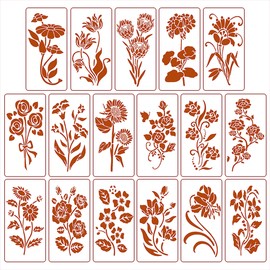 Flower Stencils for Painting,Stencils for Crafts Reusable,DIY Decoration 17pcs