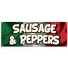 Sausage and Peppers | 18" X 48" Banner | Outdoor Vinyl Sign with Grommets | Italian Sandwhich Advertising Displays | Made in The USA