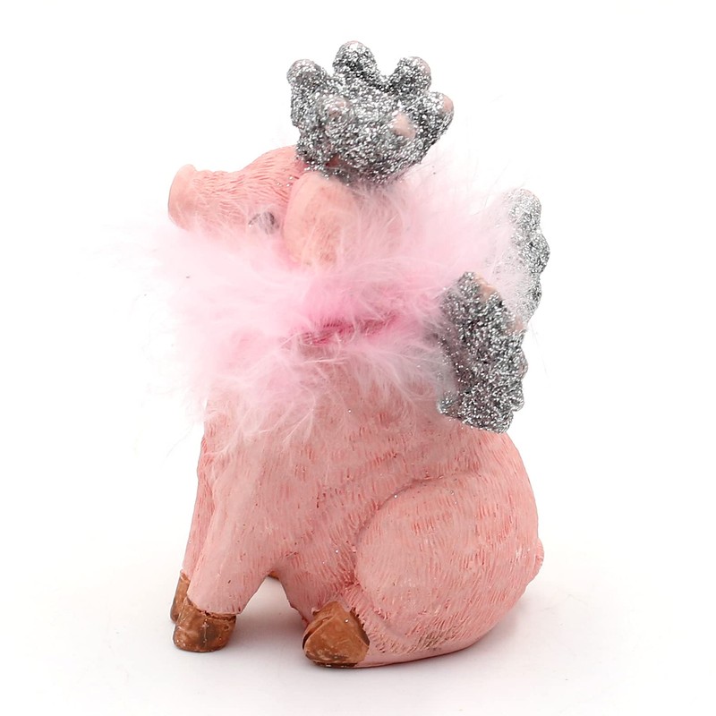 Dekohelden24 Ceramic Decorative Pigs with Crown and Glitter Set of
