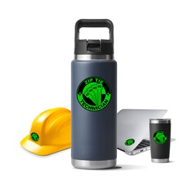 Green Zip Tie Technician Sticker for Water Bottle Phone Tumbler Hard hat - One