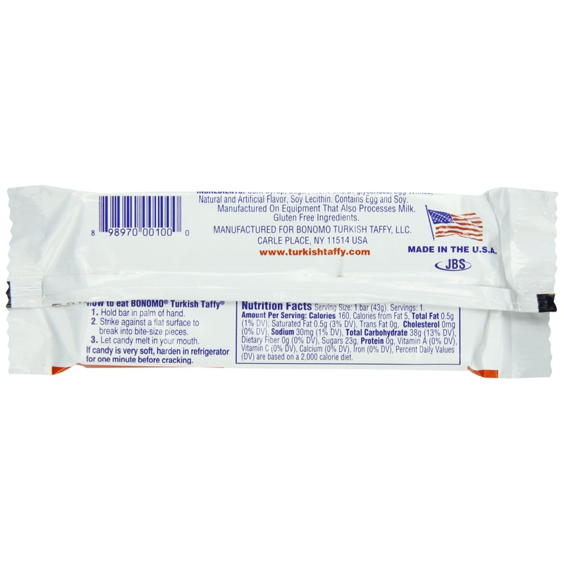 Bonomo Turkish Taffy Bar, Vanilla, 1.5 Ounce (Pack of 24)