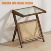 Bamworld Rattan Side Table Boho NightStand Mid Century Modern End