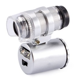 Pocket Microscope 60x Magnification Portable with LED UV Light and Rotary Switch for Diamonds and Coins