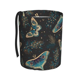 KXWQTRDD Car Garbage Bag Boho Butterflies Stars Mini Car Trash Bin Portable Collapsible Waterproof Rubbish Bag for Car Accessories Back Front Seat Cup Holder