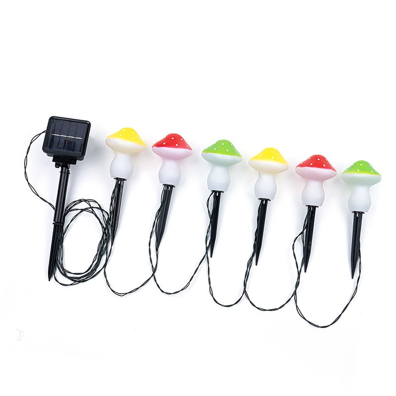 6PCS Solar Mushroom String Lights IP65 Waterproof LED Outdoor Mushroom