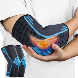 AOOWU 2 Pieces Elbow Brace, Tennis Elbow Bandage for Men and Women, Compression Elbow Bandage for Arthritis, Tendonitis, Elbow Pads for Sports, Golfer's Elbow, Tennis Elbow Bandage (M)