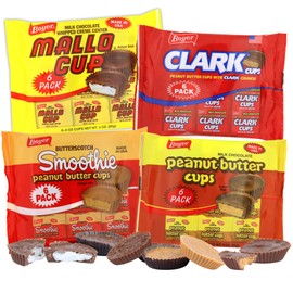 Bulk Boyer Candy Assortment, Peanut Butter, Milk Chocolate, and Butterscotch Cups, Individually Wrapped Candies, Party Favor Snacks, Each Cup is 0.5 Ounces (Pack of 4)