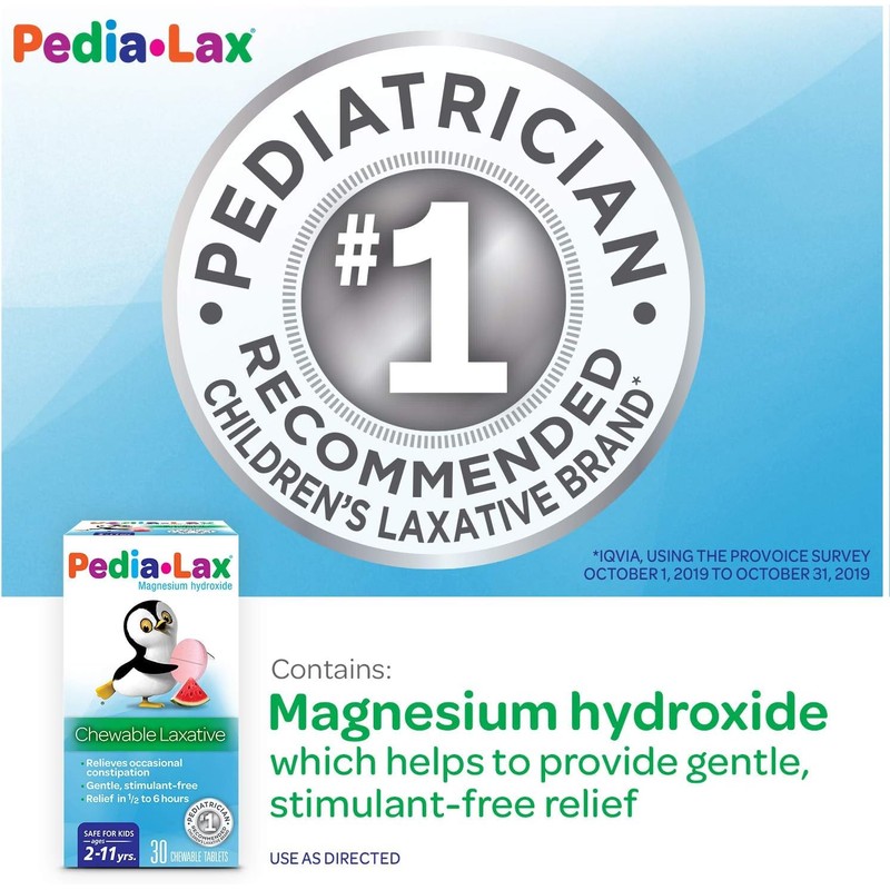 Pedia-Lax Laxative Chewable Tablets for Kids, Ages 2-11, Watermelon Flavor,