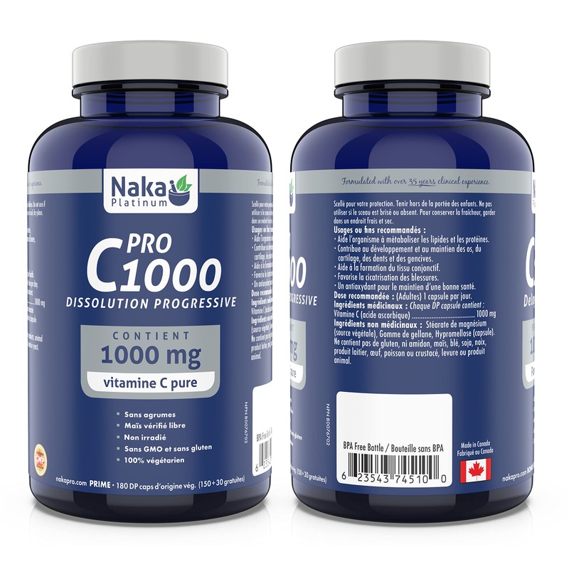 Naka Platinum PRO Pure Vitamin C 1000 mg Delayed Release