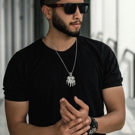 AsAlways Stainless Steel Norse Viking Wolf Paw Print Pendant Gothic Celtic Knot Paw Ring Men Retro Bear Claw Biker Band Rings Rock Punk Vintage Style Ancient Symbol Amulet