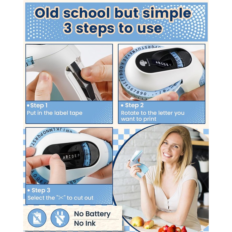 Memoking Embossed Label Maker with 3 Rolls Emboss Tapes-E975 3D