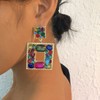 Colourful Square Geometric Earrings, Colourful Rectangular Statement Earrings for Women,