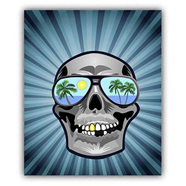 JJH Inc Human Skull Sunglasses Beach Vinyl Decal Sticker Waterproof Car Decal Bumper Sticker 5"