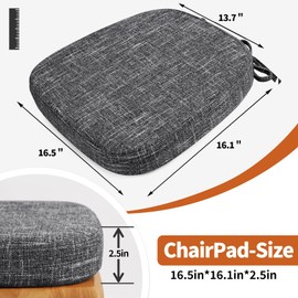 SINOSSO Thickened 2.5" Dining Chair Cushion, Soft Blended High Density Support Foam Kitchen Seat Cushion with Ties, U-Shaped Non-Slip Indoor Chair Pad, 16.5" x 16", 1 PCS, Light Gray