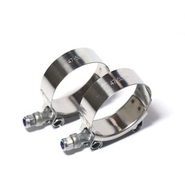 LTI Working Range 47mm-53mm T-Bolt Clamps High PSI Premium Quality Full 304 Stainless Steel Turbo Intercooler Hose For 1.5" ID Hose (2 Pack)