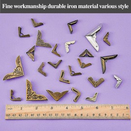 Metal Book Corner Protectors Guard Vintage Iron Corner Cover Triangle Carved Decorative for Photo Album Notebook Scrapbook Menu File Folder