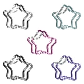 Pack of 10 Star Carabiner Key Rings Stars Titanium Carabiner Star Key Ring Star Carabiner Star Shape for Hiking Camping Carabiner Small Decoration (5 Colours)