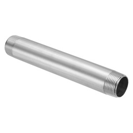 PATIKIL 304 Stainless Steel Pipe Fitting G1" x G1" Thread, 8"/200mm Length Nipple Cast Pipe Coupling Connector