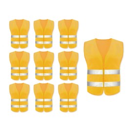 Hitopin High Visibility Vest, 10 Pieces Safety Vest, Reflective Safety Vest, Car Reflective Vest, Reflective Stripes Vest, Reflective Vest, for Drivers, Workers, Adults