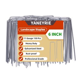 6 Inch 150 Pcs Hot-dip Galvanized U-Shaped Garden Stakes, Landscape Staples, Ground Stakes, for Decoration Weed Barrier Fabric, Irrigation Tubing, Holding Fence, Tarpaulin (150, 6 INCH)
