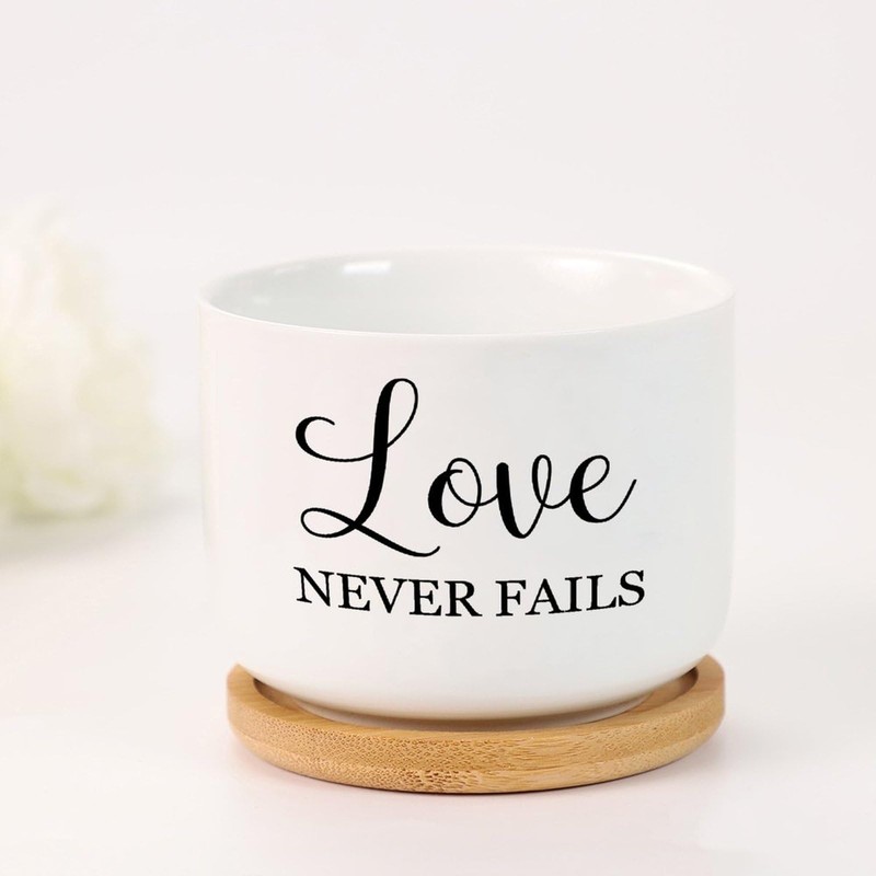 DecStic Love Never Fails Planters Ceramic Family Love Round Flower