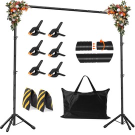 JSungo 10x10 FT Backdrop Stand for Parties, Adjustable Photo Backdrop Stand Kit with Carrying Bag, Portable Background Stand Backdrop for Wedding, Photoshoot, and Photo Studio