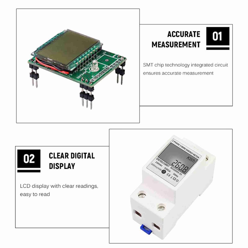 Digital Electric Energy Meter Single Phase DIN Rail Electricity Meter