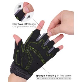 HANDLANDY Fingerless Work Gloves for Men Utility Padded Half Finger Driving Working Gloves (Large, Green)