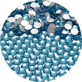 NCB 1500pcs Flatback Round Glass Nail Art Rhinestones Crystal for DIY Making Accessories Shoes, Clothes, Face Art, Bags, Manicure (Aquamarine, SS20 1500pcs)