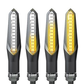 HIPOPY 4PCS Motorcycle Indicators Flowing Turn Signal Lights, Motorbike Amber Brake Daytime Running Light, Universal for Scooter Quad Cruiser Yamaha Off Road (Black2)