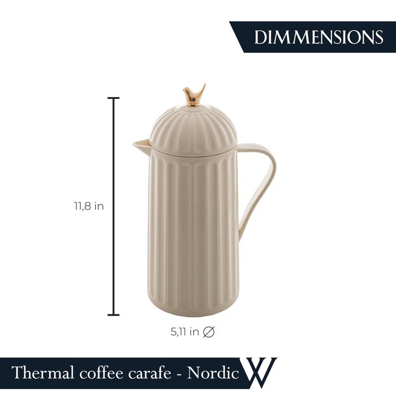 WOLFF 1 Liter White Bird Thermal Coffee Carafe, Plastic Exterior