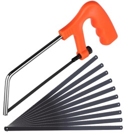 Hacksaw, Professional Hack Saw with 10 Blades, Adjustable Angle Junior Hacksaw Small Hacksaw Heavy Duty Mini Saw Bow Saw Perfect for Cutting Plastic, PVC Pipe,Tile, Metal